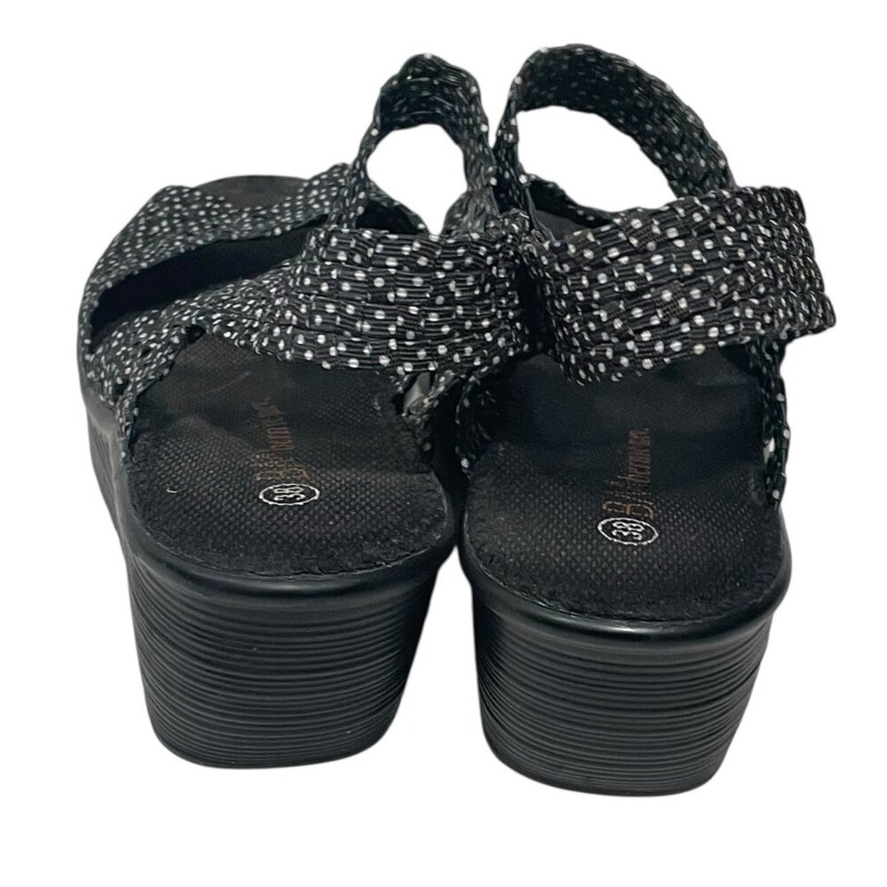 Bernie Mev Womens Polka Dot Sandals Peep Toe Wedge Black White Comfort 38 US 7 - Picture 6 of 9